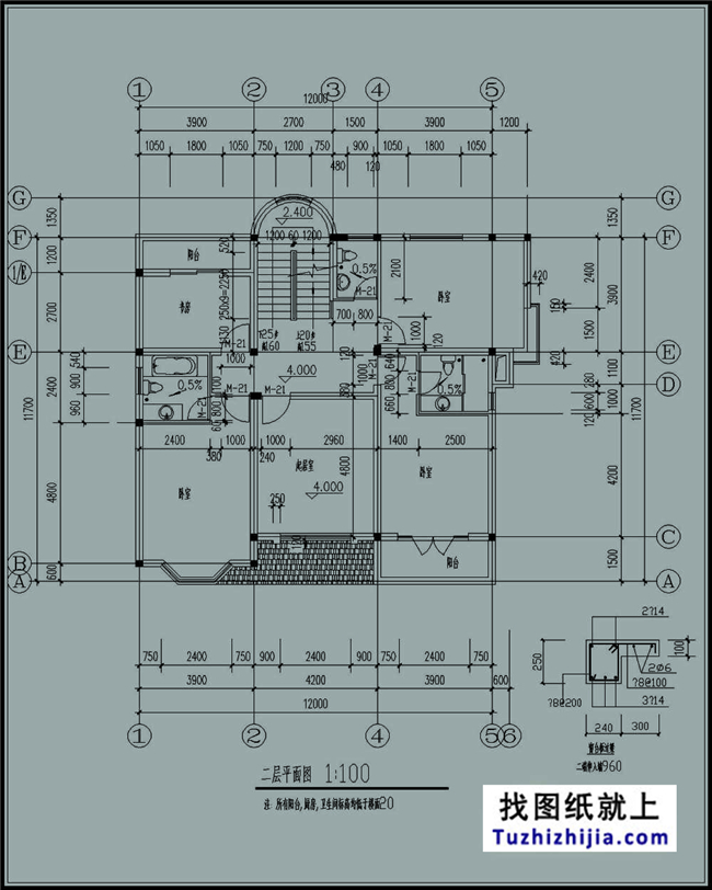  140平方米地中海風(fēng)格農(nóng)村三層別墅施工圖紙帶效果圖,12X12米
