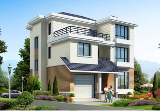 造價20萬新農(nóng)村帶車庫三層別墅設計圖紙，含效果圖