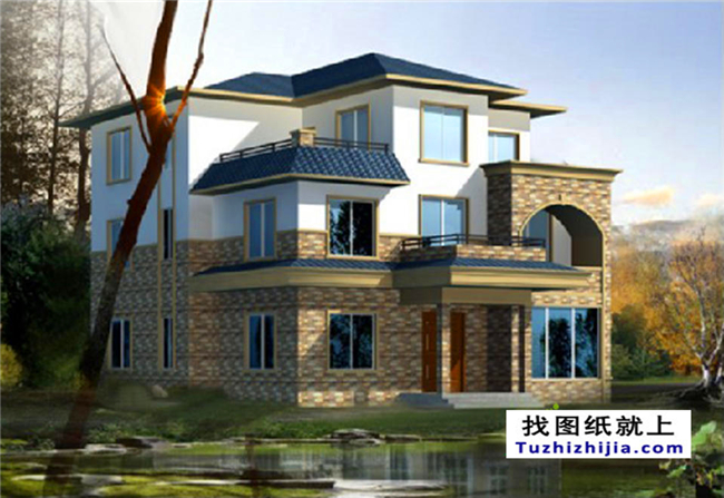 180平方米三層別墅戶型設(shè)計(jì)圖紙及效果圖，13x16米