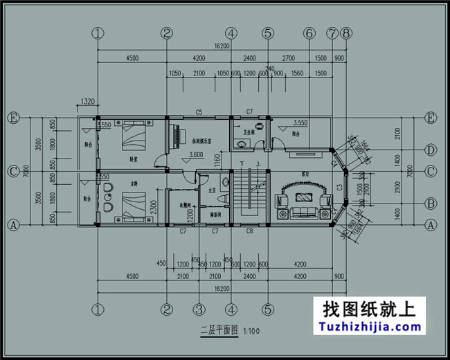 110平方米農(nóng)村三層別墅設(shè)計施工建筑圖紙,16X7米