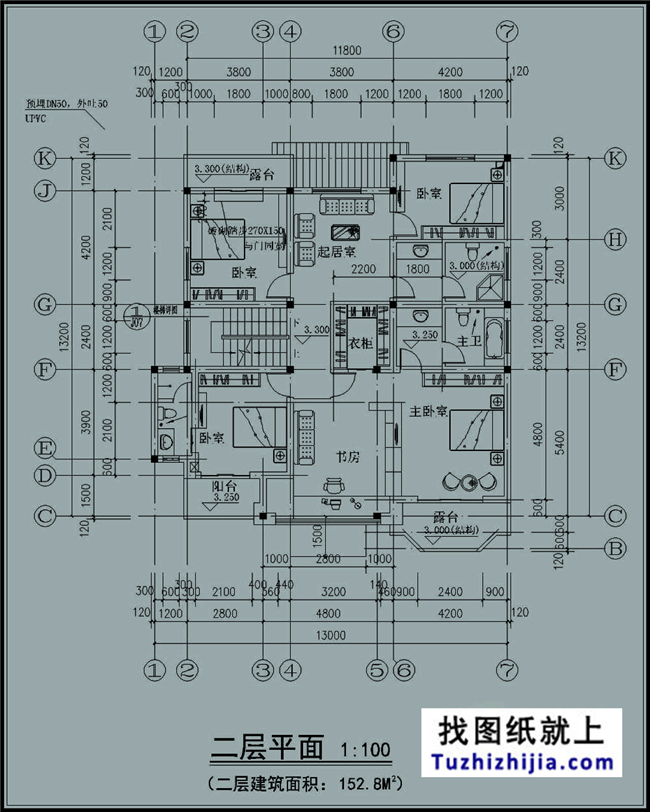 180平方米農(nóng)村三層別墅建筑設(shè)計(jì)圖及外觀圖，13x14米