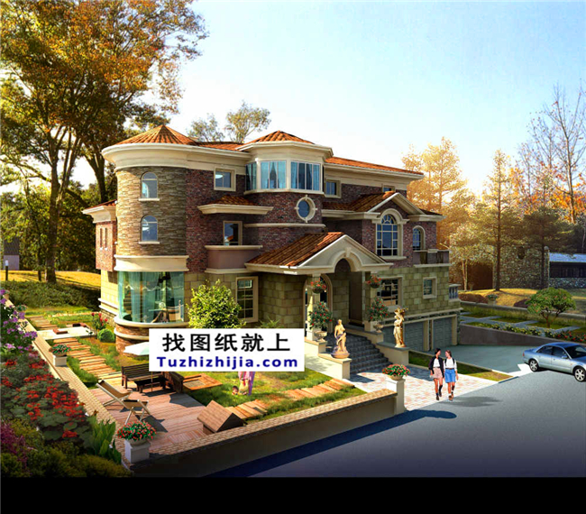 265平方米三層奢華地中海風(fēng)格別墅設(shè)計(jì)圖紙,16x17米