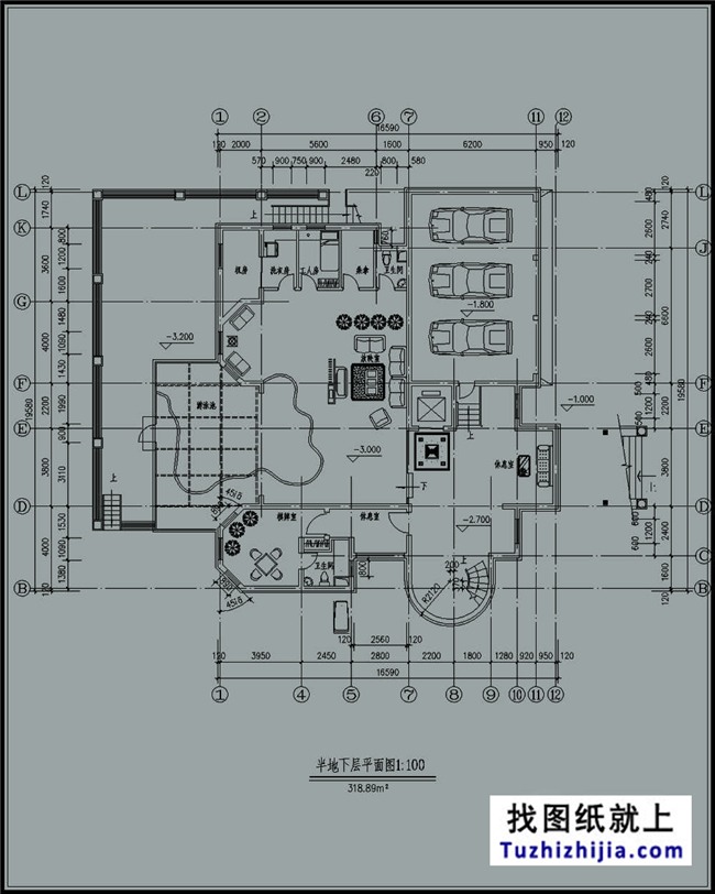 265平方米三層奢華地中海風(fēng)格別墅設(shè)計(jì)圖紙,16x17米