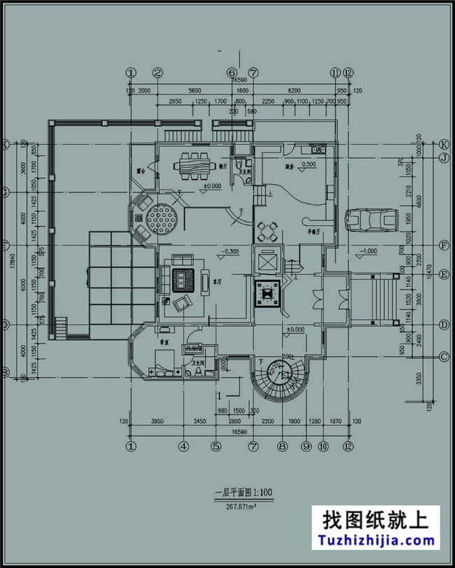 265平方米三層奢華地中海風(fēng)格別墅設(shè)計(jì)圖紙,16x17米