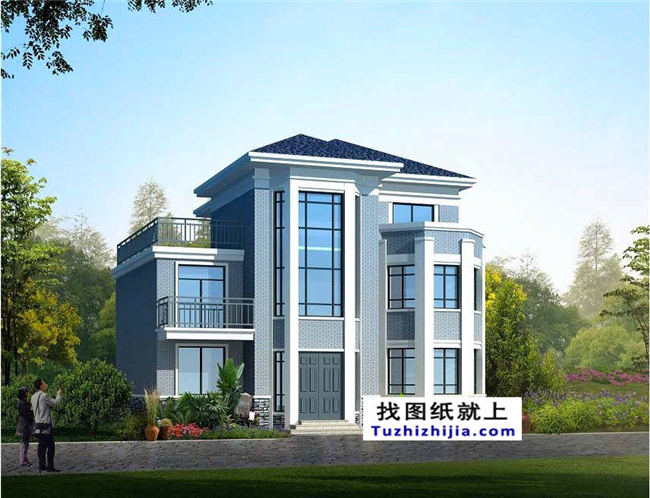 造價:28萬,新農(nóng)村三層別墅施工圖紙及效果圖,12X12米140平方米