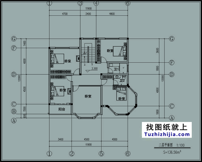 造價:28萬,新農(nóng)村三層別墅施工圖紙及效果圖,12X12米140平方米