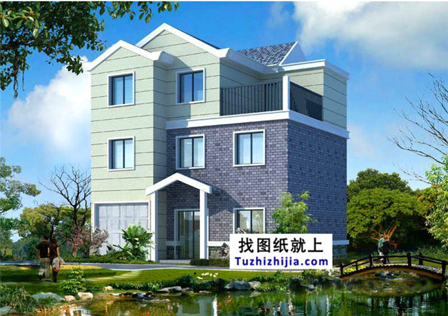 造價:22萬,漂亮實用帶車庫的別墅建筑設(shè)計圖帶外觀圖,10X11米110平方米