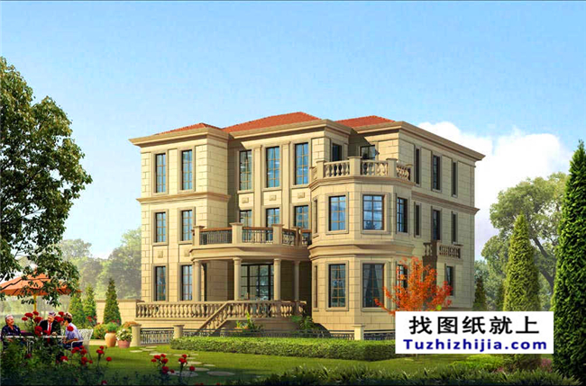 造價:30萬,新農(nóng)村豪華型三層別墅設(shè)計圖紙及效果圖,15x19米300平方米