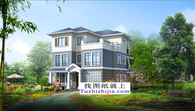 農(nóng)村實用漂亮的三層別墅設(shè)計施工圖紙及效果圖