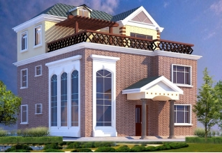 120平方米自建歐式新農(nóng)村房屋別墅設計圖紙及外觀圖