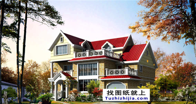 造價(jià)20多萬帶閣樓的二層半房屋設(shè)計(jì)圖紙及外觀效果圖