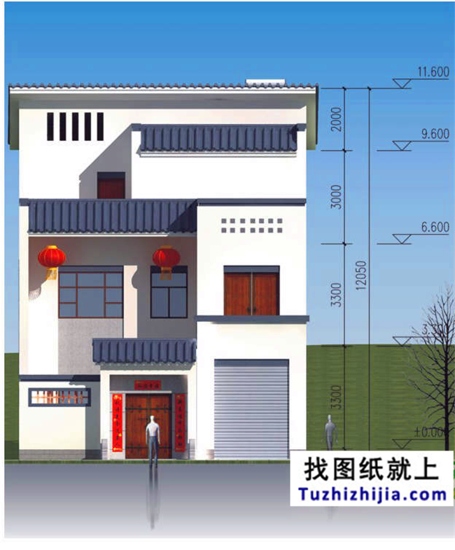 110平方米新農(nóng)村自建房屋施工設(shè)計圖紙及效果圖