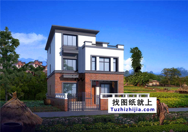 110平方米新農(nóng)村自建三層房屋別墅設(shè)計(jì)圖紙及外觀效果圖