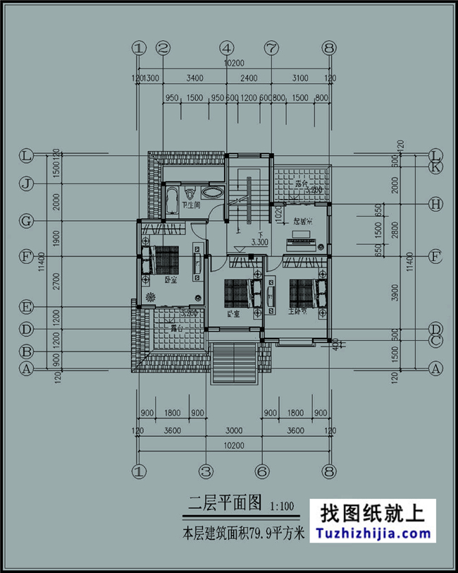 100平米小戶型別墅房屋設計施工建筑CAD圖紙及效果圖