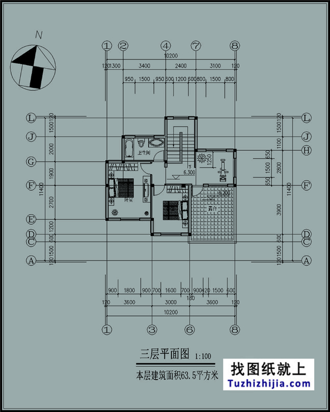 100平米小戶型別墅房屋設計施工建筑CAD圖紙及效果圖
