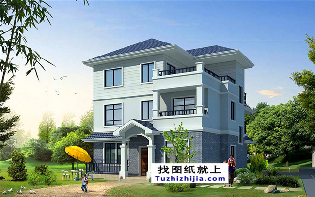 預(yù)算25萬(wàn)以內(nèi)的新農(nóng)村帶露臺(tái)三層房屋設(shè)計(jì)施工圖及效果圖