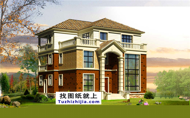 復(fù)式帶堂屋三層農(nóng)村房屋設(shè)計圖紙帶效果圖