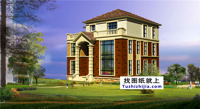 復(fù)式帶堂屋三層農(nóng)村房屋設(shè)計圖紙帶效果圖