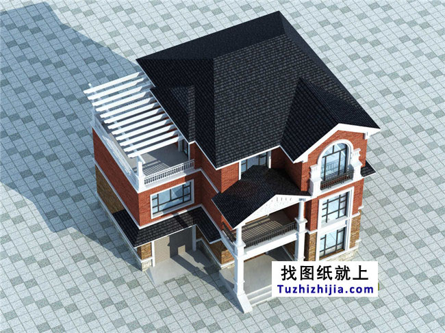 自建三層小洋樓設計圖紙，含效果圖，帶車庫