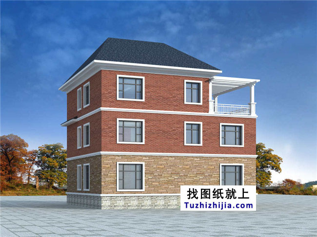 自建三層小洋樓設計圖紙，含效果圖，帶車庫