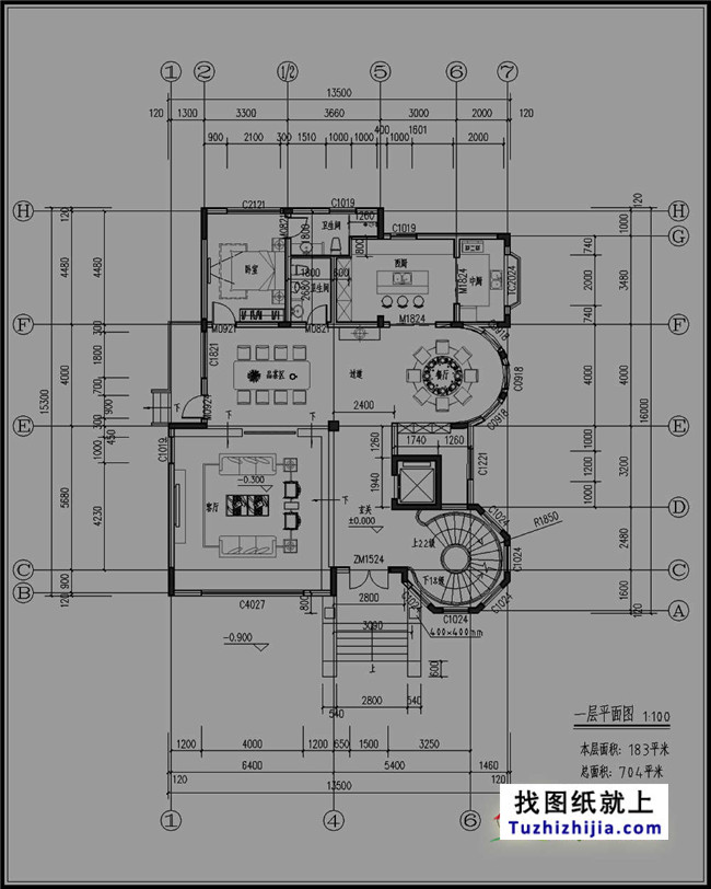 大戶型歐式三層別墅建筑圖紙，全套設計圖+效果圖