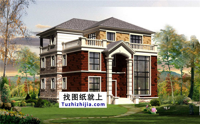 三層獨(dú)棟別墅戶型圖，自建全套設(shè)計(jì)圖紙和效果圖