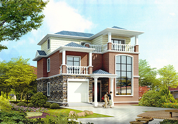 復(fù)式三層帶車庫(kù)簡(jiǎn)歐小別墅設(shè)計(jì)圖，農(nóng)村三層房屋設(shè)計(jì)圖