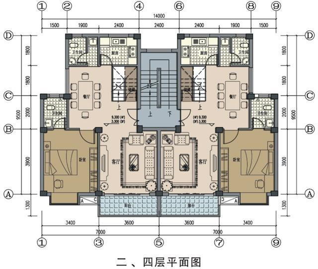 農(nóng)村建房雙拼戶型，首層架空，內(nèi)外雙梯，帶平面圖！