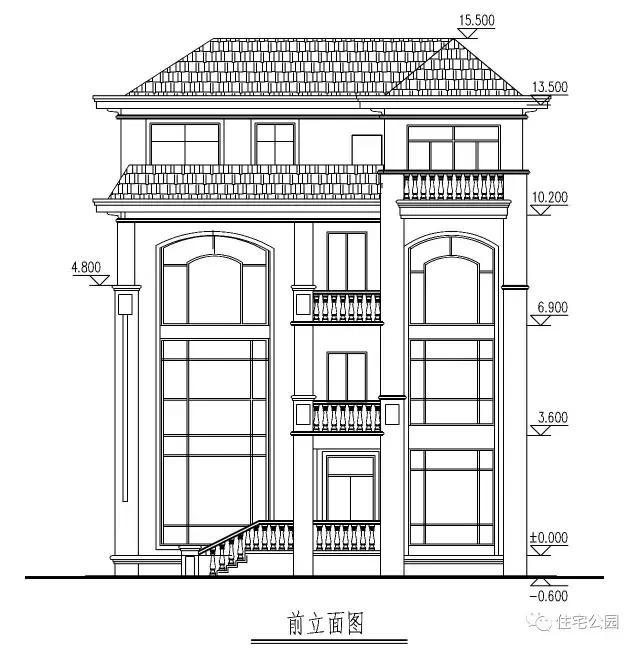 最新款農(nóng)村三層樓房設(shè)計，弧形落地窗采光好，全圖！