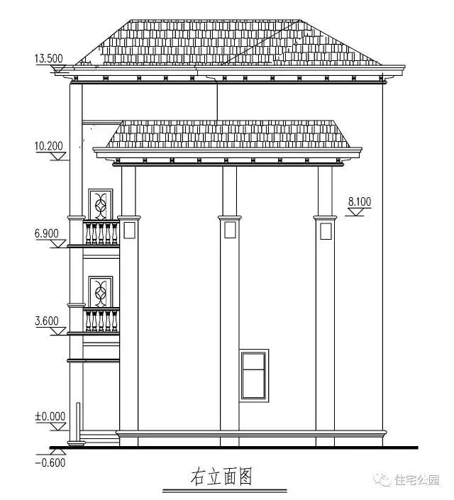 最新款農(nóng)村三層樓房設(shè)計，弧形落地窗采光好，全圖！