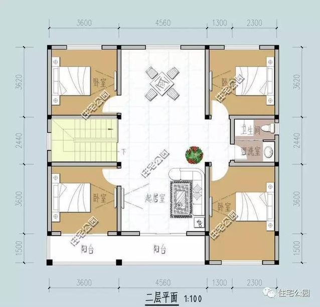 11X11米農(nóng)村二層別墅，戶型方正、簡單又好看！