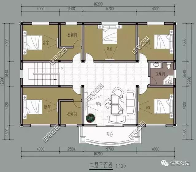 16X12米農(nóng)村別墅設(shè)計，８室２廳，經(jīng)濟實用