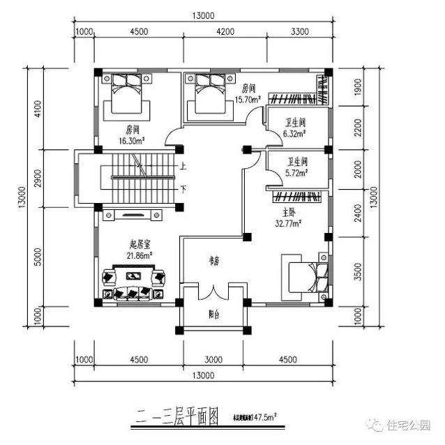 13X13米農(nóng)村復(fù)古風(fēng)格別墅，戶型方正、臥室多