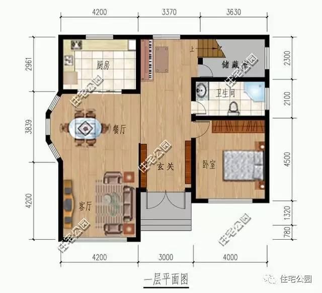 2層農(nóng)村別墅11X11米，簡(jiǎn)潔通透布局好！