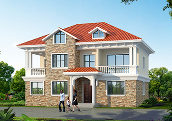 二層四間樓房設計圖及效果圖片大全，帶露臺，外觀時尚