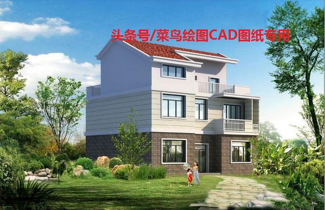 3層別墅CAD圖紙，占地面積120平米，建筑面積301方米