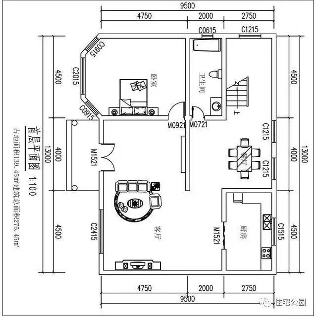 9.5X13米農(nóng)村二層別墅，實拍戶型，23萬建成！