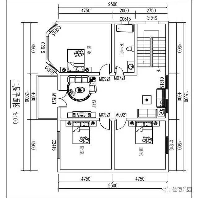 9.5X13米農(nóng)村二層別墅，實拍戶型，23萬建成！