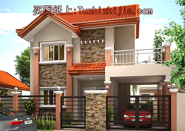 新農(nóng)村自建二層別墅設(shè)計圖，帶車庫，簡歐風(fēng)格