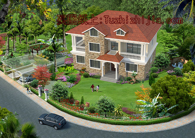 二層四間樓房設(shè)計圖及效果圖片大全，帶露臺，外觀時尚