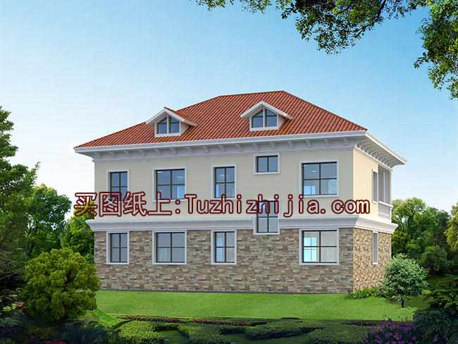 二層四間樓房設(shè)計圖及效果圖片大全，帶露臺，外觀時尚