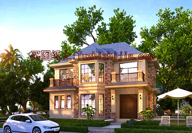 現(xiàn)代二層別墅房屋設(shè)計(jì)圖，帶外觀圖片