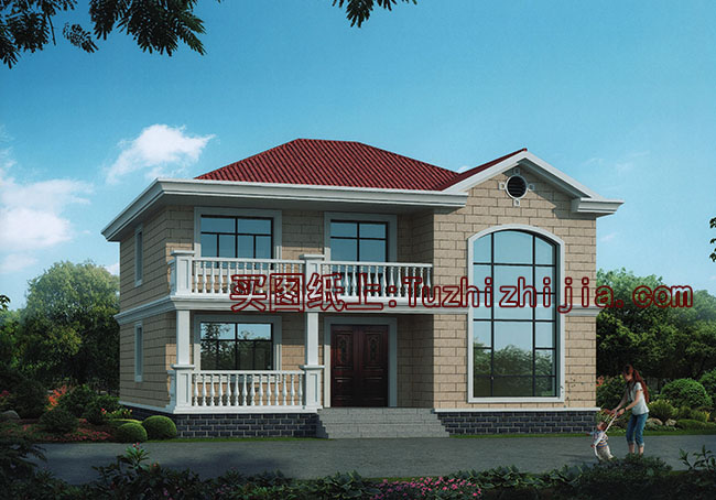 二層新農(nóng)村自建房設(shè)計(jì)圖，帶外觀效果圖