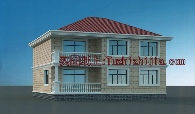 二層新農(nóng)村自建房設(shè)計(jì)圖，帶外觀效果圖