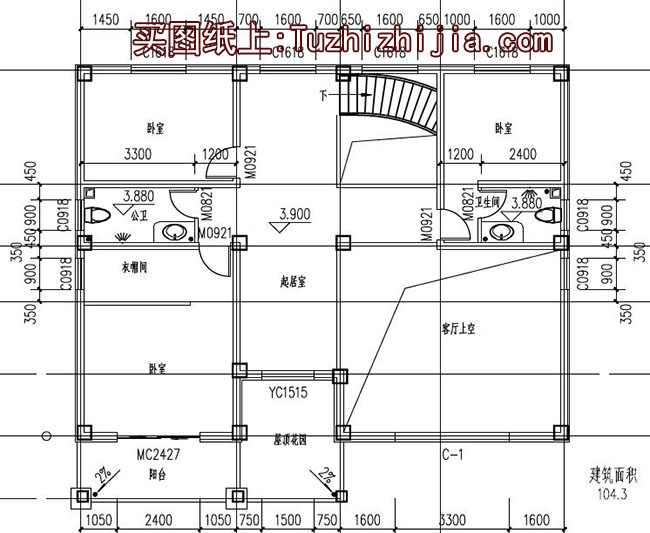 簡單的復式住宅設(shè)計圖，客廳挑高，帶外觀效果圖片