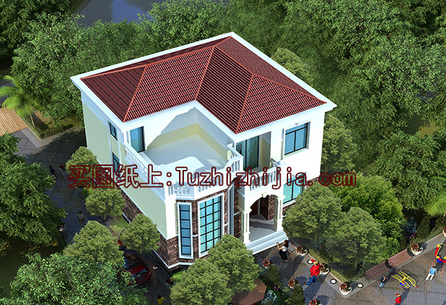 農(nóng)村二層小洋樓設(shè)計圖，帶外觀效果圖，外觀新穎，漂亮