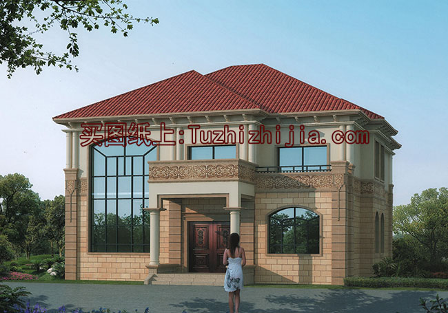 帶閣樓的二層半別墅設(shè)計(jì)圖和效果圖，外飾簡單但不失奢華