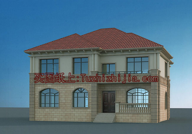 帶閣樓的二層半別墅設(shè)計(jì)圖和效果圖，外飾簡單但不失奢華