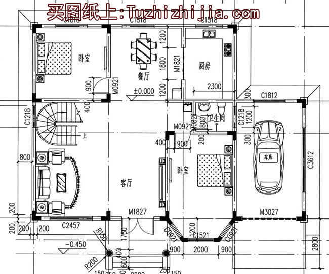 樓中樓客廳挑高二層別墅設計圖，復式別墅方案推薦