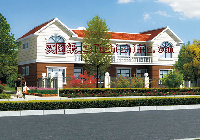 適合兄弟自建的二層雙拼別墅設(shè)計(jì)方案，帶效果圖